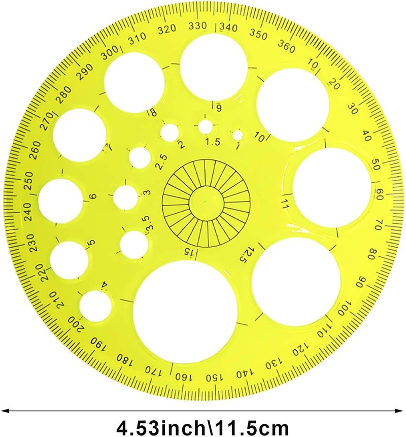 Capiant 4 Pack Circle Template for Drawing, Circle Maker Tool, Plastic Circle Stencil, Round Protractor 360 Degree, Geometric Circle Ruler for Drafting for School Office Supplies - Image 2